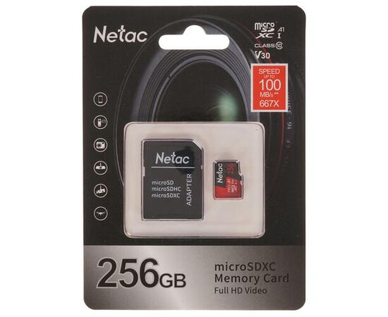  Карта памяти Netac P500 Extreme Pro (NT02P500PRO-256G-R) 256GB MicroSD retail version w/SD adapter 