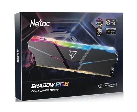  RAM 8GB DDR4-3200 PC4-25600 Netac Shadow NTSRD4P32SP-08E Grey, CL16, RGB, с радиатором 