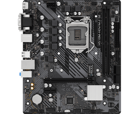  MB s1200 ASRock H510M-HDV/M.2 SE Intel H470, 2xDDR4-3200 МГц, 1xPCI-Ex16, 1xM.2, Micro-ATX 
