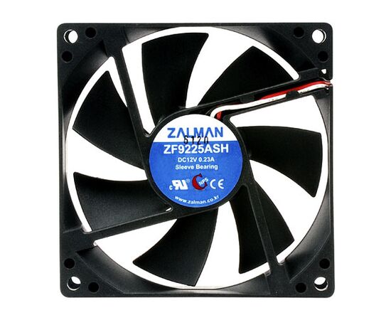  Вентилятор 92мм Zalman Shark"s Fin Quiet Fan (ZM-F2 PLUS-SF), 92x92x25mm, 1500rpm, up to 23 dBA, 3pin, sleeve bearing, MTBF 50000hrs, 77g 