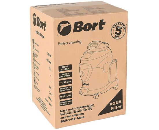  Строительный пылесос Bort BSS-1415-Aqua синий 