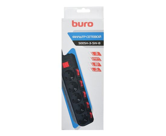  Сетевой фильтр Buro 500SH-3-SW-B 3м (5 розеток) черный 