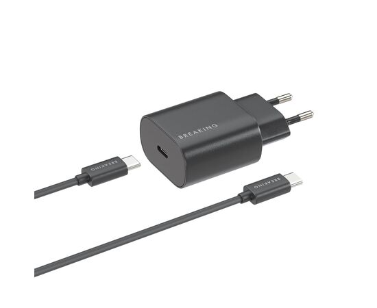  СЗУ Breaking WC15, USB-C, PD 25W, 3A + кабель USB-C - USB-C (Черный) 
