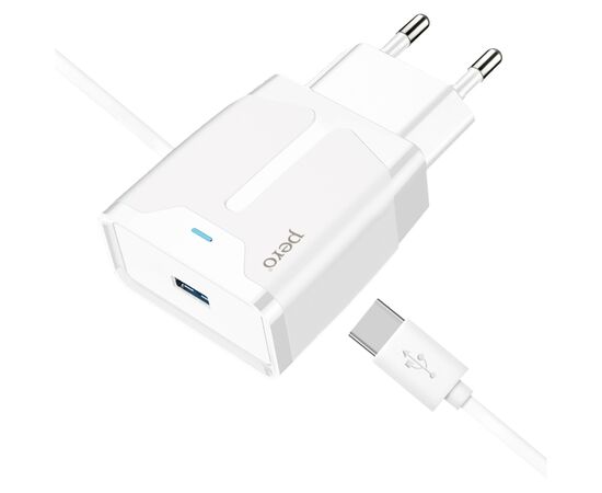  СЗУ PERO TC04 1USB 2.1A + TYPE-C CABLE белый 
