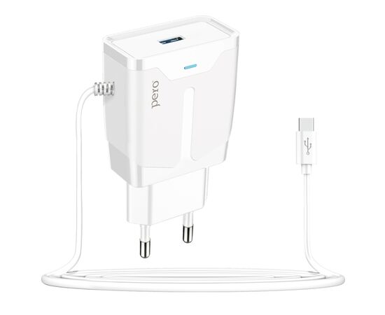 СЗУ PERO TC04 1USB 2.1A + TYPE-C CABLE белый 