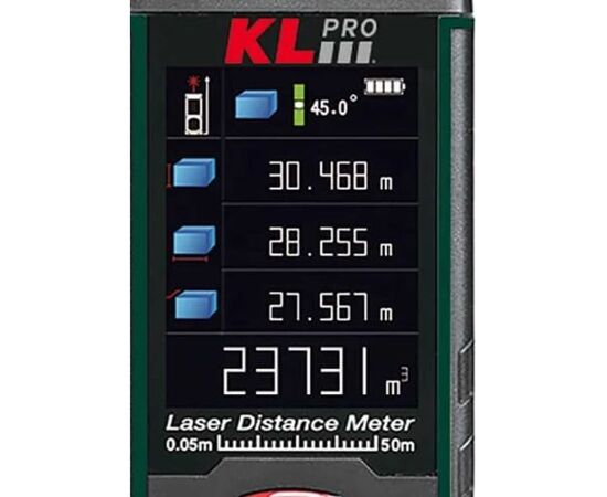  Дальномер лазерный KLPRO KLLZM120B с Bluetooth-камерой 120 метров, шнур USB, диск с ПО, чехол, батарейки ААА 