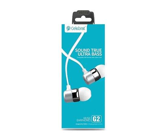 Проводные наушники с микрофоном внутриканальные Celebrat G2 Jack 3,5  (white) (106439) 