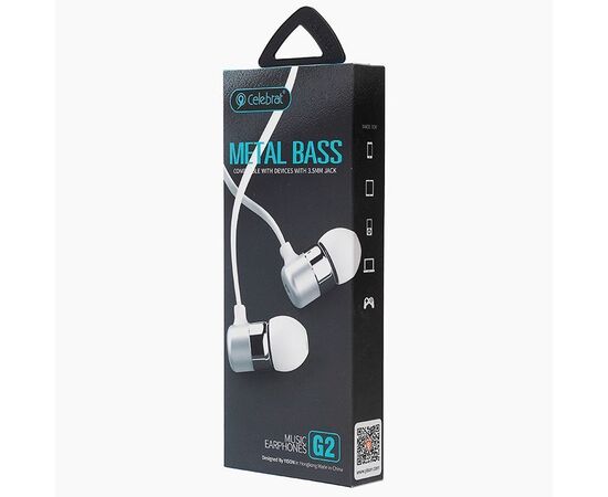  Проводные наушники с микрофоном внутриканальные Celebrat G2 Jack 3,5  (white) (106439) 
