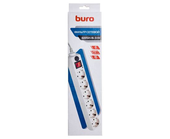  Сетевой фильтр Buro 600SH-16-3-W 3м (6 розеток) белый 