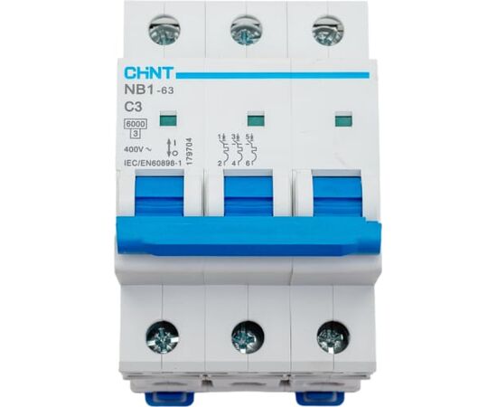  Автоматический выключатель CHINT NB1-63 (179704) 3P 3A 6кА х-ка C 