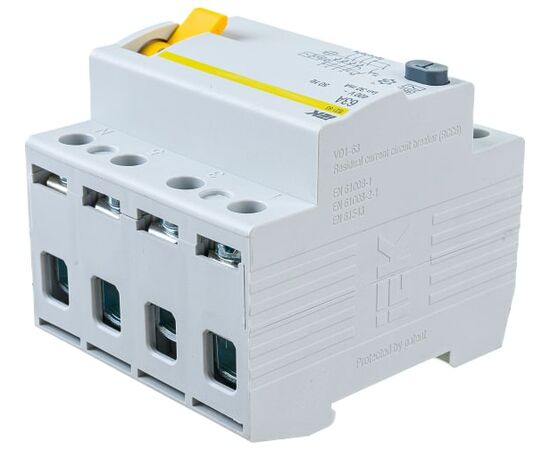  Выключатель дифференциального тока IEK ВД1-63 ИЭК MDV10-4-063-030 4п 63A 30mA тип AC 