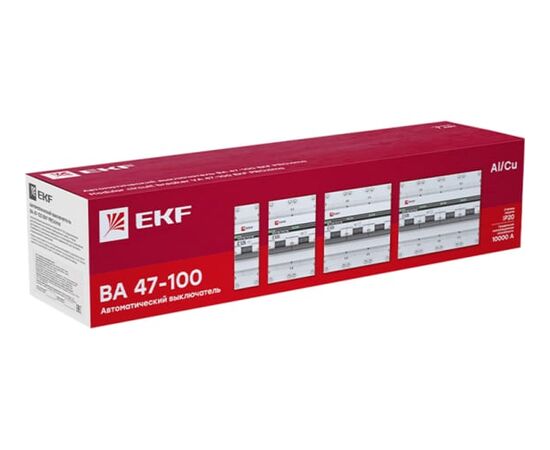  Автоматический выключатель EKF ВА 47-100 PROxima mcb47100-3-63C-pro 3P 63А C 10kA 
