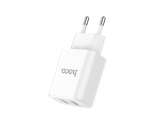  Адаптер Сетевой с кабелем Hoco C62A Victoria 2USB/5V/2.1A +Type-C (white) 