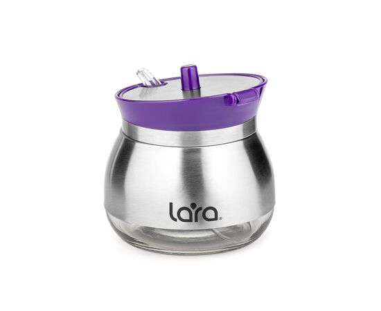  Сахарница LARA LR08-34 с дозатором 300мл, стекло, сталь Violet 