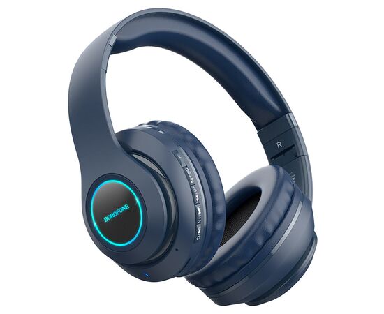  Наушники полноразмерные Borofone BO17, беспроводные, bluetooth 5.0, AUX, цвет: тёмно-синий (1/36) 