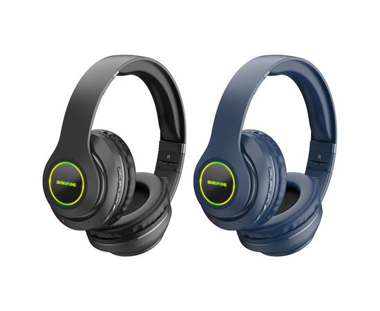  Наушники полноразмерные Borofone BO17, беспроводные, bluetooth 5.0, AUX, цвет: тёмно-синий (1/36) 