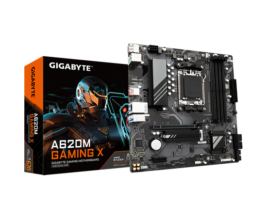  MB sAM5 Gigabyte A620M Gaming X AMD A620, 4xDDR5-5200, HDMI+DP, 1xPCI-Ex16, 1xPCI-Ex1, 4xSATA3(RAID 0/1/10), 1xM.2, 8 Ch Audio, GLan, (2+2)x 