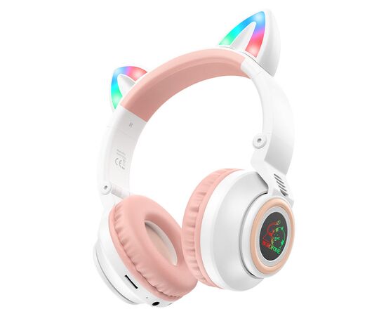  Наушники полноразмерные Borofone BO18 Cat, bluetooth 5.0, AUX, цвет: белый (1/36) 