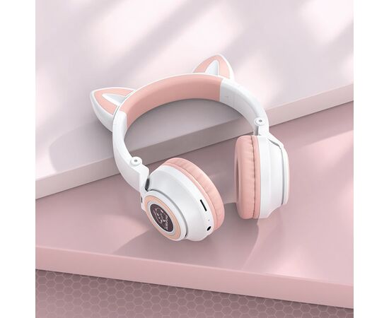  Наушники полноразмерные Borofone BO18 Cat, bluetooth 5.0, AUX, цвет: белый (1/36) 