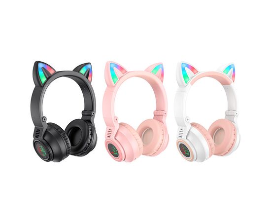  Наушники полноразмерные Borofone BO18 Cat, bluetooth 5.0, AUX, цвет: белый (1/36) 