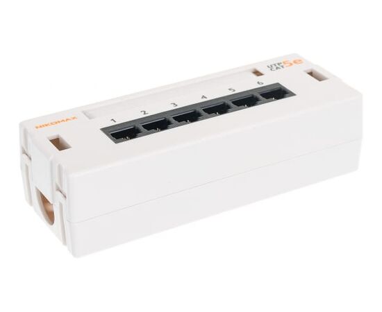  Патч-панель NIKOMAX NMC-WP06UD2-GY настенная, порты 6 x RJ-45 кат. 5e, серый 