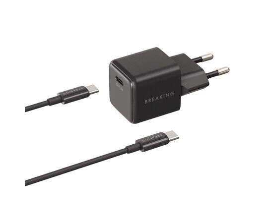  СЗУ Breaking P-11, USB-C, GaN 25W, 3A + кабель USB-C - USB-C (Черный) 
