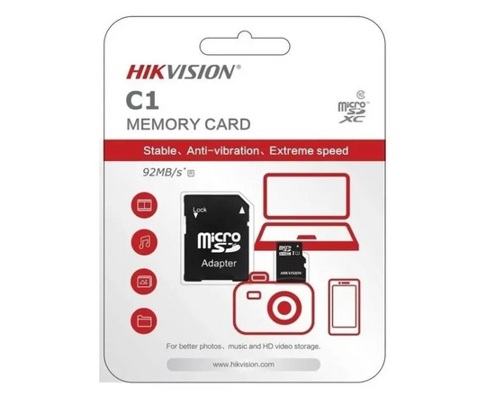  MicroSD  32GB  Hikvision Class 10 UHS-I U1  (92/15 Mb/s) + SD адаптер 