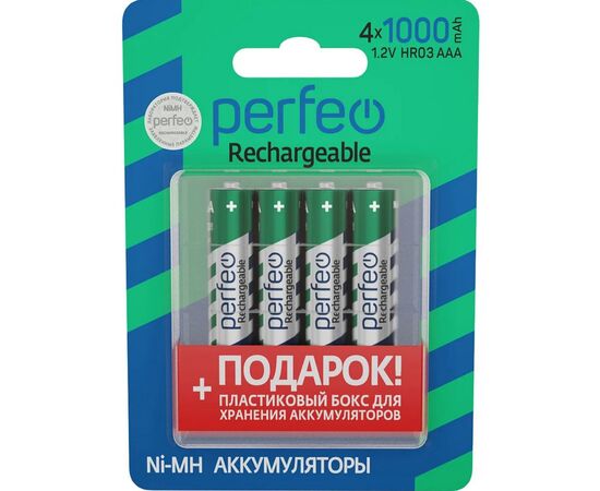  Аккумулятор Perfeo AAA1000mAh/4BL+BOX 