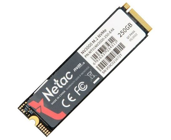  Внутренний SSD  Netac  250GB  NV3000, PCIe x4, R/W - 3000/1400 MB/s, (M.2), 2280, TLC 3D NAND 