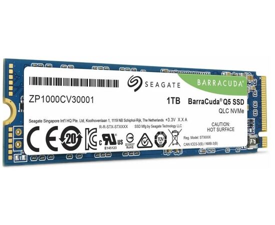  Внутренний SSD  Seagate  1TB  Barracuda Q5, PCIe 3x4, R/W - 2400/1700 MB/s, (M.2), 2280, QLC 3D NAND 