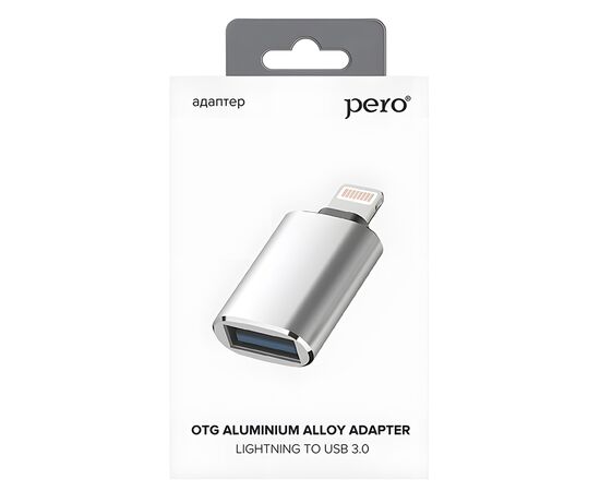  Адаптер PERO AD02 OTG LIGHTNING TO USB 3.0, серебристый 