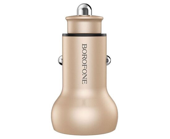  Автомобильное зарядное устройство BOROFONE BZ9A Wise route, 2xUSB, 3.1A, золотой 