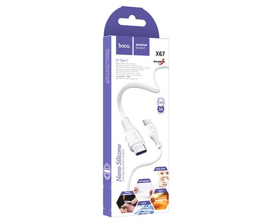  Кабель USB HOCO X67 Nano USB - Type-C, 5A, 1 м, белый 