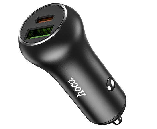  Автомобильное зарядное устройство HOCO Z38 Resolute, 1xUSB + 1xUSB-C, 38W, черный 