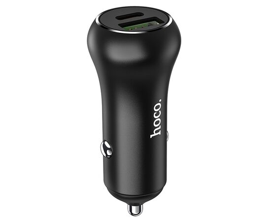  Автомобильное зарядное устройство HOCO Z38 Resolute, 1xUSB + 1xUSB-C, 38W, черный 