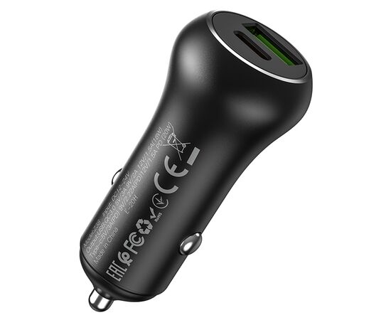  Автомобильное зарядное устройство HOCO Z38 Resolute, 1xUSB + 1xUSB-C, 38W, черный 