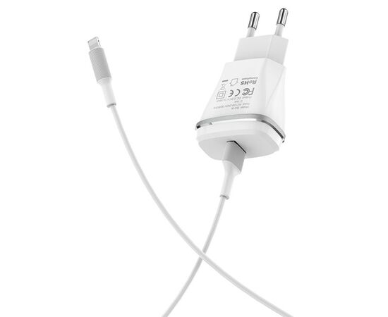  Сетевое зарядное устройство BOROFONE BA1A Joyplug 1xUSB с Кабелем USB - Lightning, 1A, белый 
