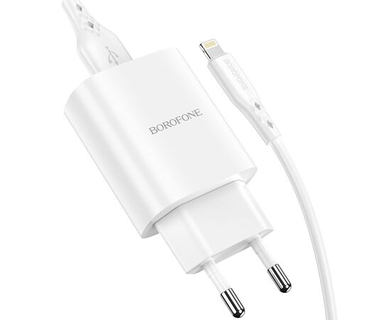 Сетевое зарядное устройство BOROFONE BN1 Innovative 1xUSB с Кабелем USB - Lightning, 2.1A, 5W, белый 