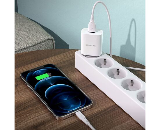  Сетевое зарядное устройство BOROFONE BN1 Innovative 1xUSB с Кабелем USB - Lightning, 2.1A, 5W, белый 