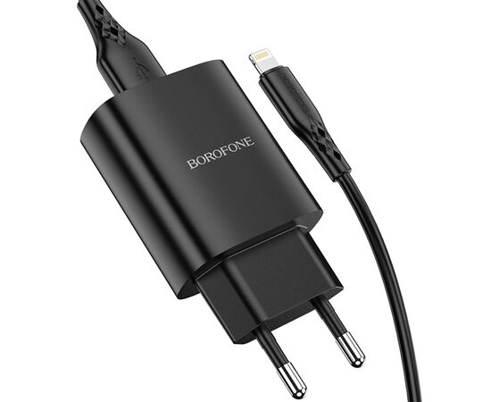  Сетевое зарядное устройство BOROFONE BN1 Innovative 1xUSB с Кабелем USB - Lightning, 2.1A, черный 