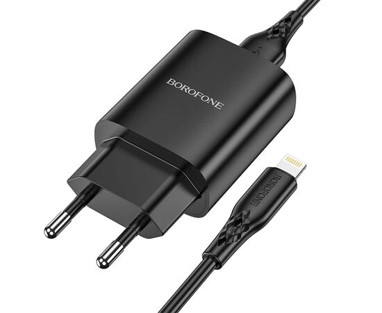  Сетевое зарядное устройство BOROFONE BN1 Innovative 1xUSB с Кабелем USB - Lightning, 2.1A, черный 