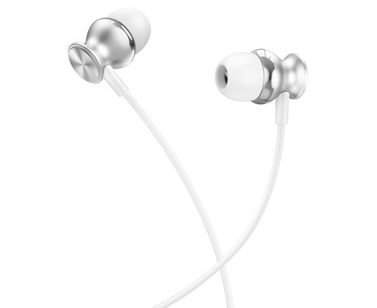  Проводные наушники HOCO M106 Fountain, Jack 3.5mm, 1.2 м, серебристый 