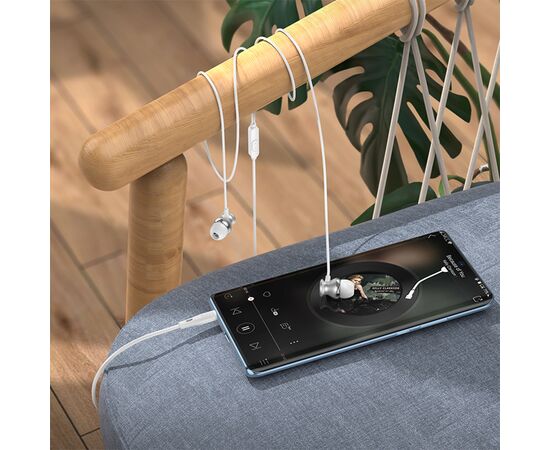 Проводные наушники HOCO M106 Fountain, Jack 3.5mm, 1.2 м, серебристый 