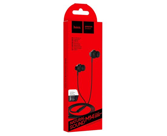  Проводные наушники HOCO M14 Inital, Jack 3.5mm, 1.2 м, черный 