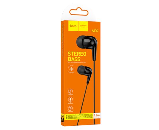  Проводные наушники HOCO M97 Enjoy, Jack 3.5mm, 1.2 м, черный 