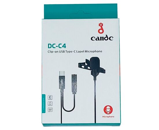  Микрофон CANDC DC-C4, петличный, Type-C+AUX, 6 м, черный 