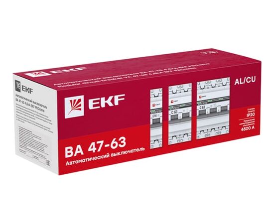  Автоматический выключатель EKF PROxima ВА 47-63 (mcb4763-4-32C-pro) 32А (C) 4,5kA 4P 