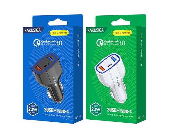  Автомобильное зарядное устройство KAKUSIGA KSC-485 2 USB 2.4/QC3.0 mah + PD20W черный 