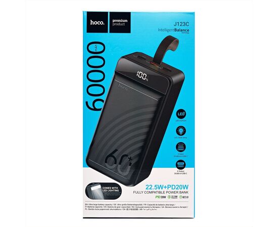  Внешний аккумулятор Hoco J123C 22.5W+PD20W 60000mAh Micro/Type-C/Lightning/USB*3/Type-C (bla(226953) 