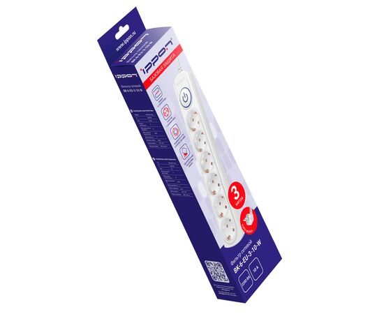  Сетевой фильтр Ippon BK-6-EU-3-10-W (3м 6 розеток белый) 